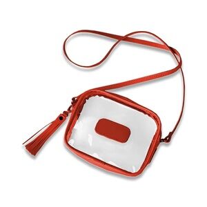 JON HART RED "CLEAR LOLA" SQUARE LEATHER CROSSBODY BAG “RLR” NWT